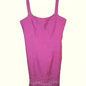 Mimi Chica Fuschia Pink Embroidered Dress Boho 7/8 Vintage early 90’s